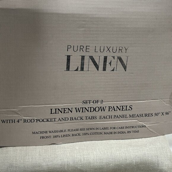 Pure Luxury Drapes Curtains Beige Natural Flax Linen Lined‎ Set Of 2 Panel 50x96 - Picture 6 of 12